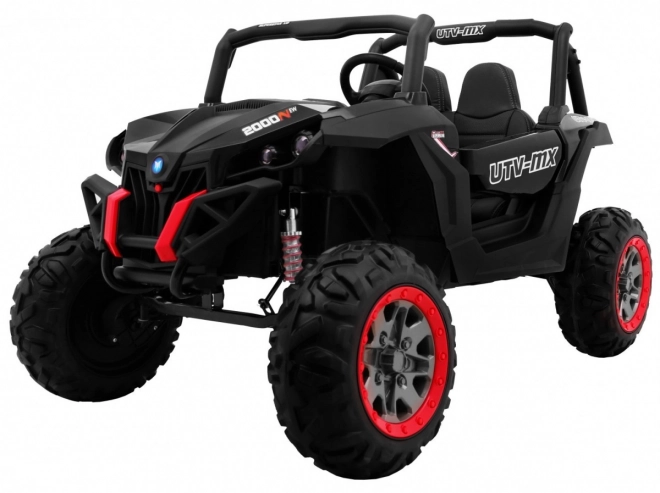 Detský kočík SuperStar čierny + pohon 4x4 + diaľkové ovládanie + úložný priestor + MP3 LED + zámok dverí