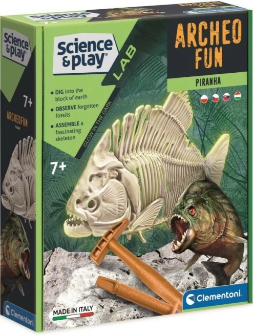 Clementoni Science & Play ArcheoFun: piraňa svietiaca v tme