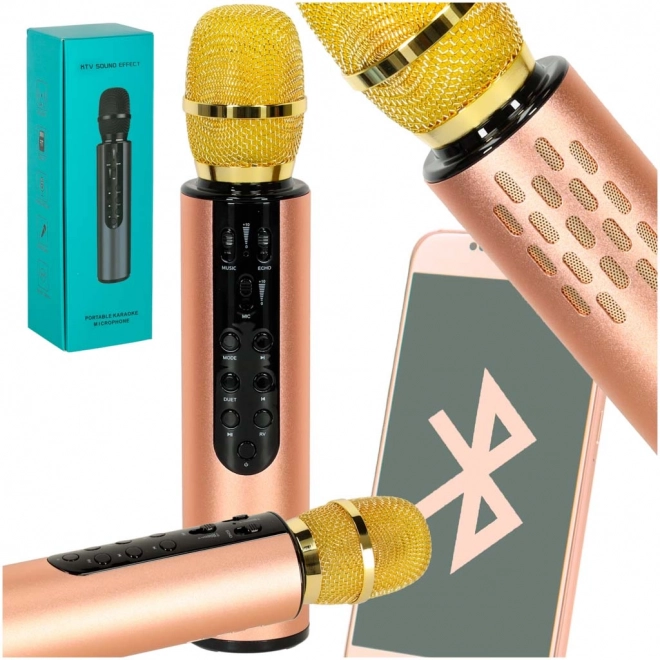 Bezdrôtový karaoke mikrofón s Bluetooth – Zlatý