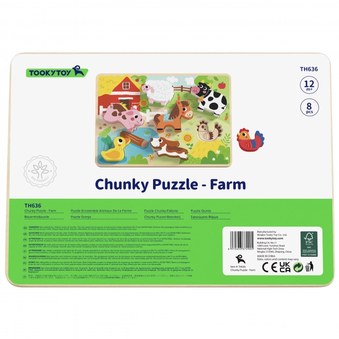 Tooky Toy drevené puzzle Zvieratká na farme
