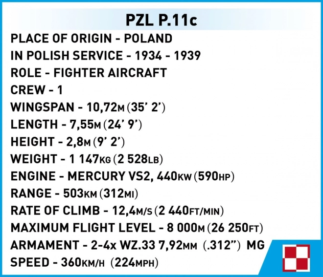 Historický model PZL P.11c – COBI II. svetová vojna