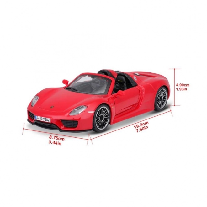 Kovový model auta Porsche 918 Spyder Červený