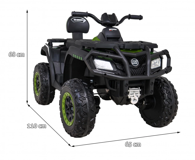 Štvorkolka XT-Speed pre deti Zelená + 4x4 + EVA + Pomalý štart + Rádio MP3 + LED dióda