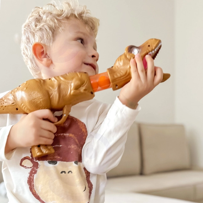 Woopie Pistol na penové loptičky a šípky Dinozaur automatická strelnica