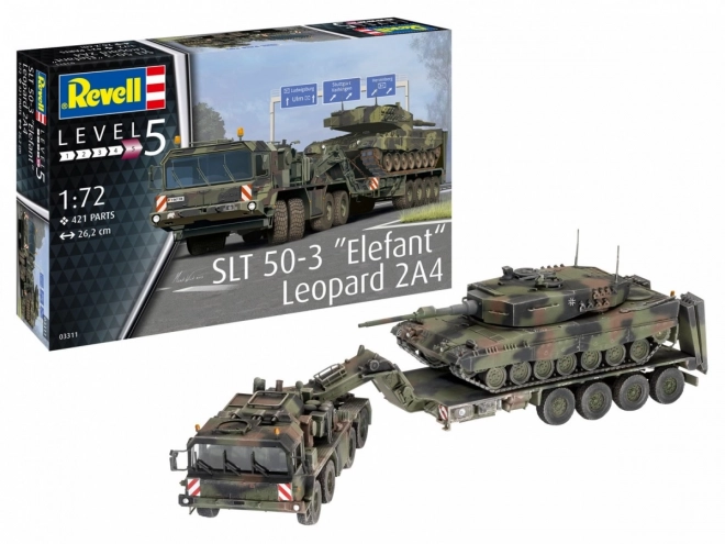 Model nákladného vozidla SLT 50-3 Elefant a tanku Leopard 2A4