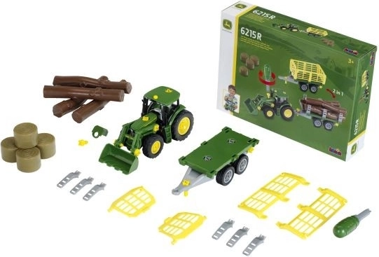 Traktor John Deere na zostavenie s 2 prívesmi