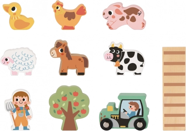 Tooky Toy Drevená skladacia farma s figúrkami zvieratiek