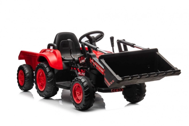Detský červený traktor s nabíjacou batériou a lyžicou