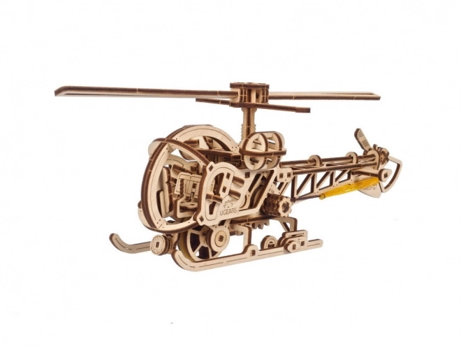 Ugears 3D Drevená mechanická skladačka Mini Helikoptéra