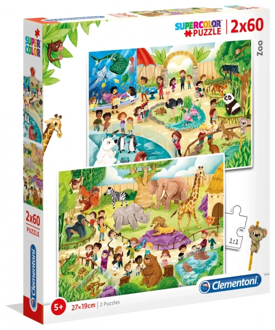 Clementoni Puzzle SuperColor Kolekcia Zoo 2x60 Dielikov