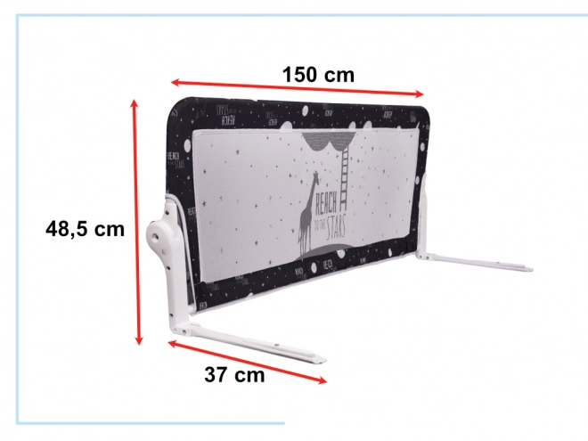 Čierna bezpečnostná zábrana na posteľ 150 cm