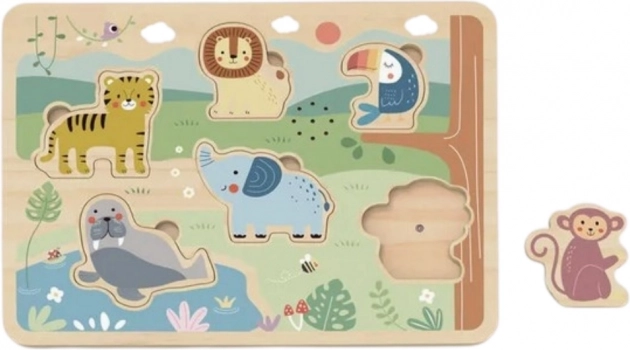 Tooky Toy Drevo Interaktívne Puzzle Zvieratká