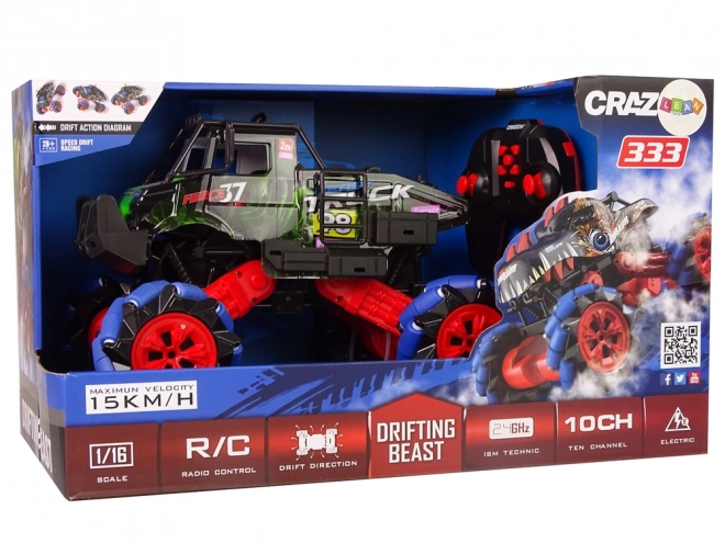 Diaľkovo ovládané terénne driftovacie auto 1:16 2.4G 360° rotácia – Zelená