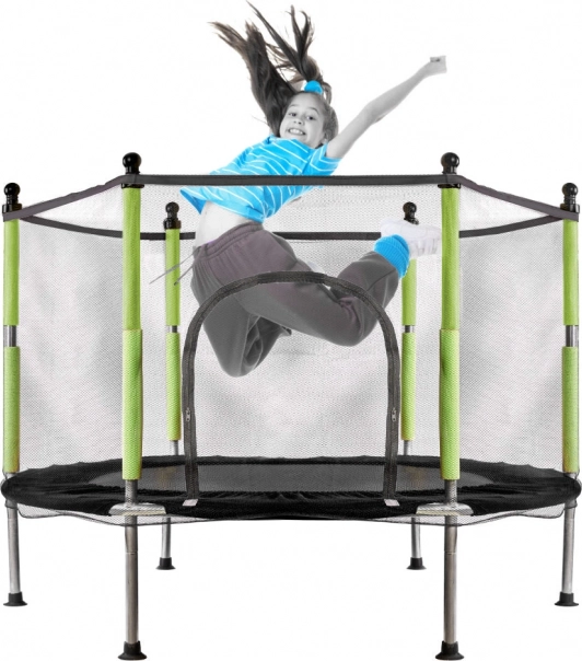 záhradná trampolína pre deti so sieťou zelená 140 cm
