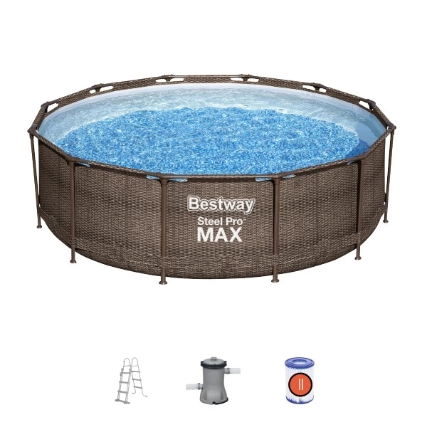 Nadzemný bazén Steel Pro MAX s kartušovou filtráciou a schodíkmi