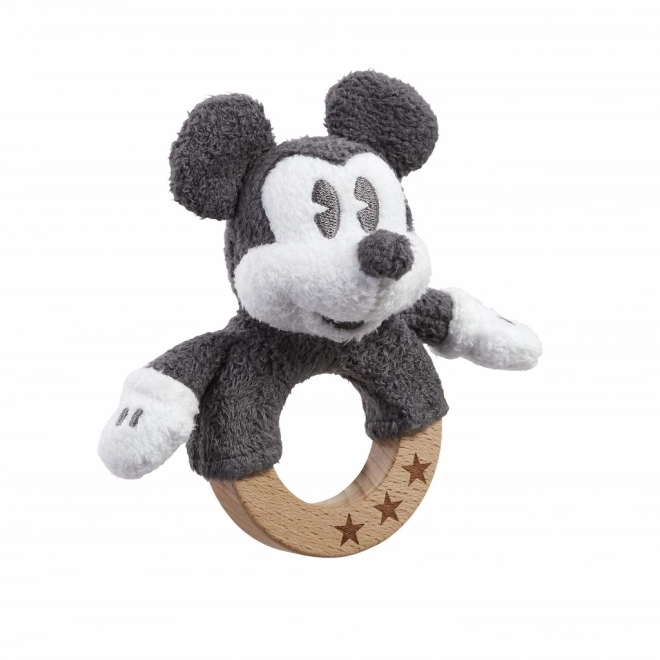 Plyšový a drevený Mickey Mouse hrkálka