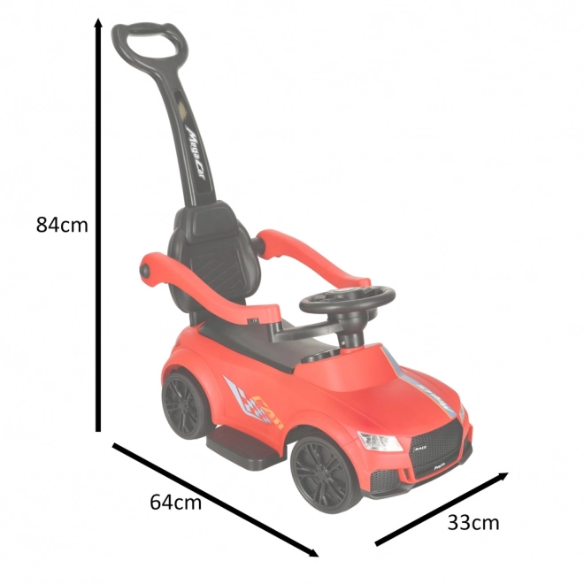 Detské odrážadlo auto 3v1 s hudbou a svetlami – červené