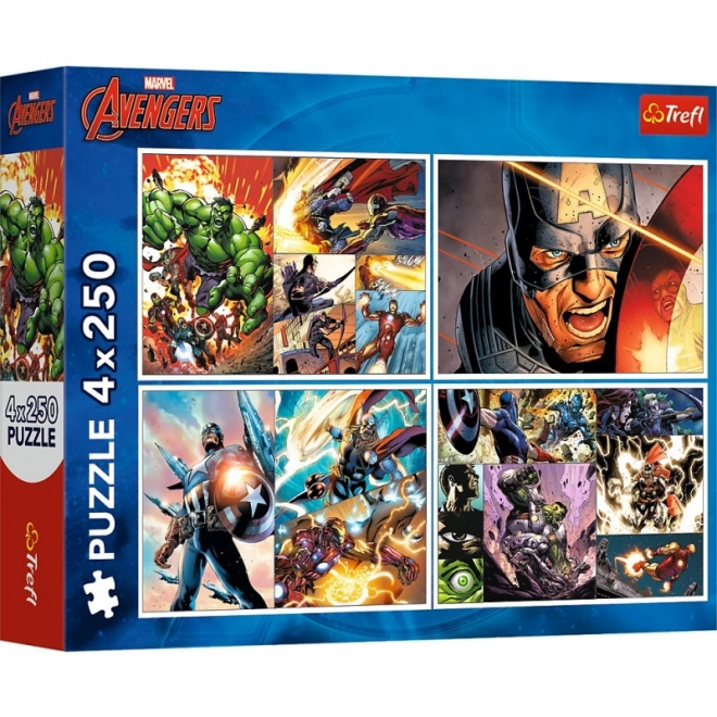 Hrdinské dni Avengers puzzle 4x250 dielikov