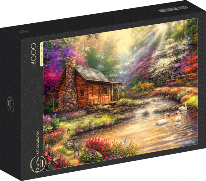 Puzzle Útočiště na brehu potoka 4000 dielikov