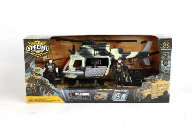 Vojenská helikoptéra s úložným priestorom