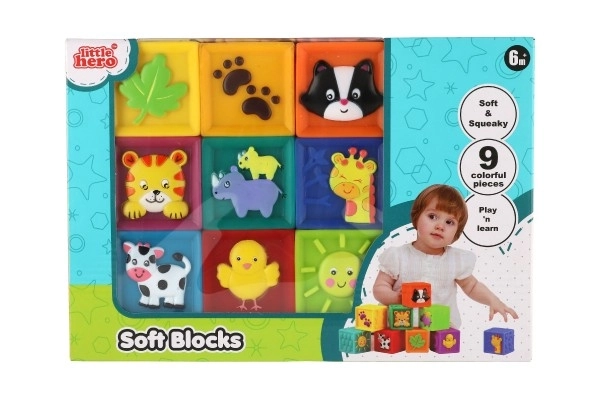 Mäkké gumové kocky pre deti - 9 kusov