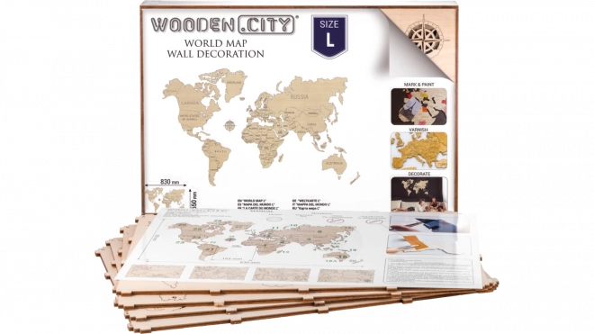 Drevená mapa sveta WOODEN CITY veľká