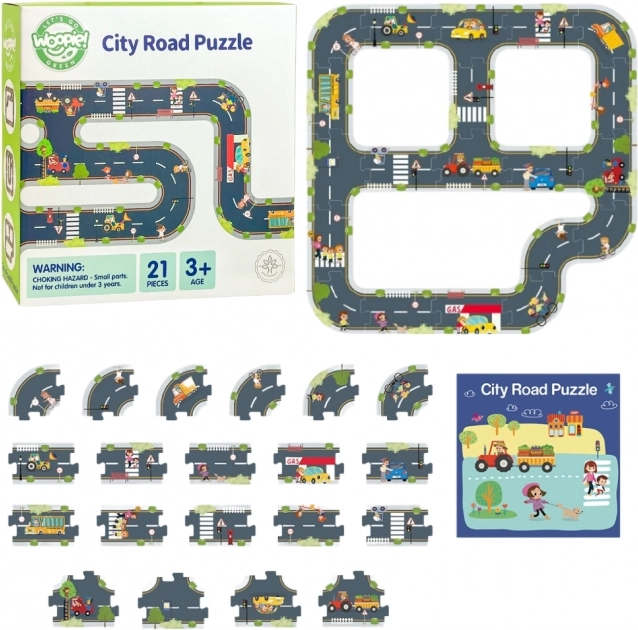 Woopie Green mestské puzzle pre deti - Autodráha