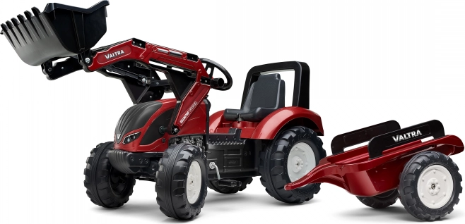 Detský šliapací traktor VALTRA s prednou lyžicou a odpojiteľným prívesom od 3 rokov