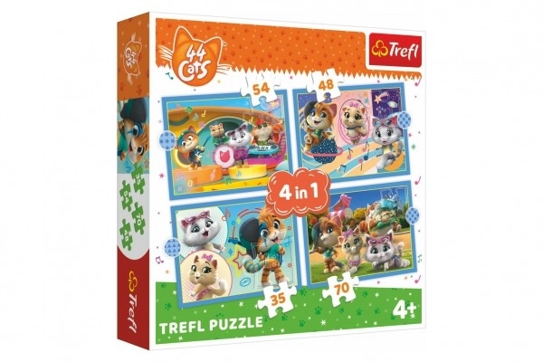 Trefl Puzzle 44 Mačiek: Mačací Tím 4v1