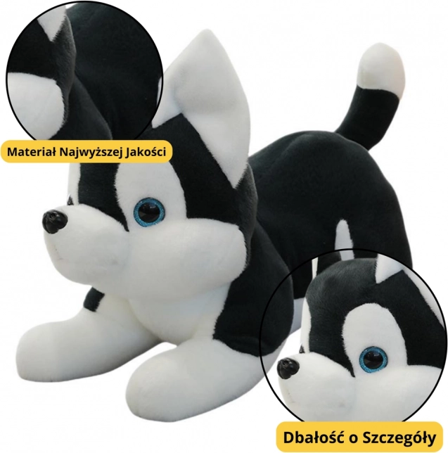 Plyšová hračka psík Husky čierno-biely 30cm