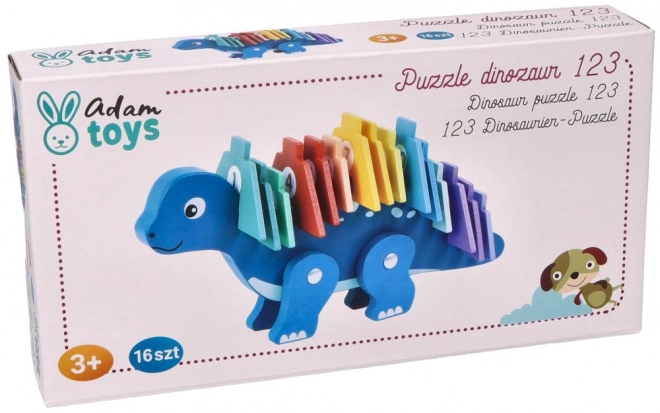 Drevený dinosaurus s číselnými puzzlami