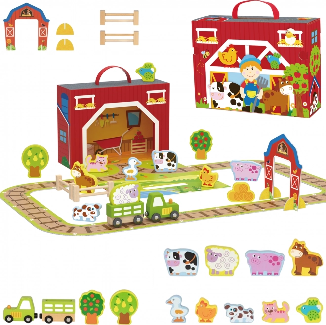 Drevená farma v kufríku Tooky Toy