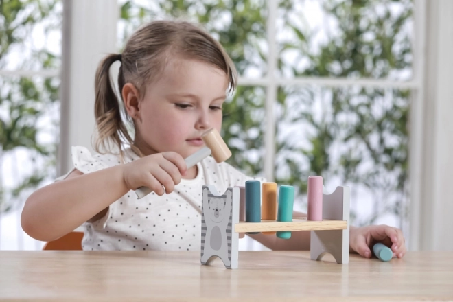 VIGA PolarB Drevená lavička s kladivkom – Montessori hračka