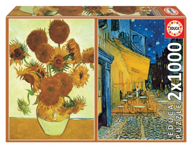 Educa Puzzle Slnečnice a terasa kaviarne v noci 2x1000 dielikov