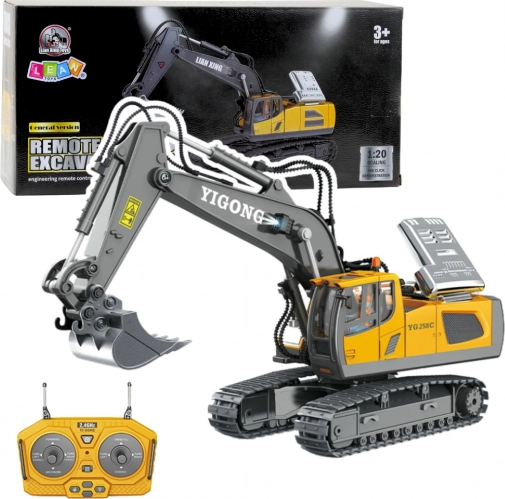 RC pásový bager 1:20, 11-kanálový, žltý