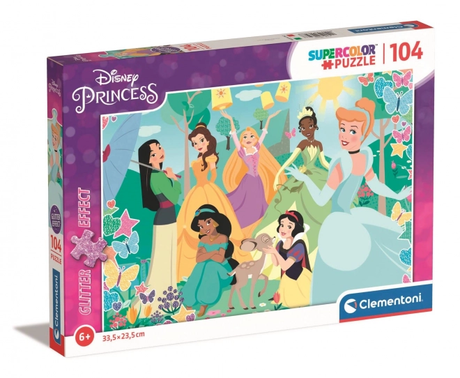 Třpytivé puzzle Disney princezny v záhrade 104 dielikov