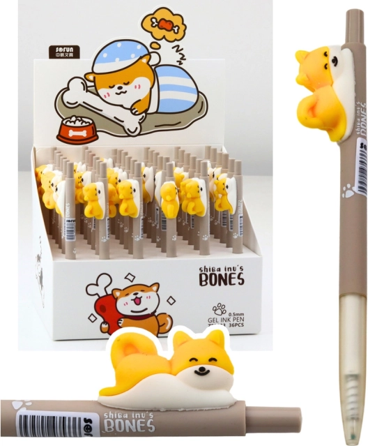 Gélové pero s figúrkou psa Shiba modrý atrament 0.5mm