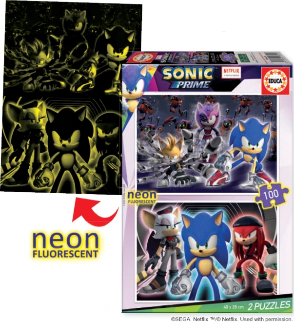 Svietiace puzzle Sonic Prime 2x100 dielikov