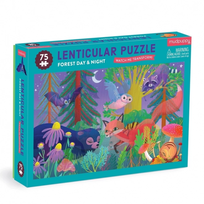 Mudpuppy puzzle s lentikulárnym efektom les vo dne, v noci