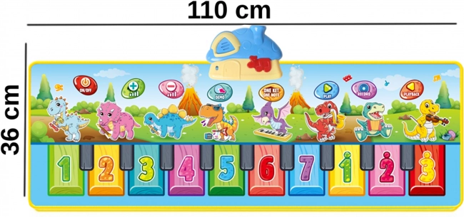 Hudobná podložka Dinusie XXL 2v1 s klavírom a 8 melódiami 110 cm