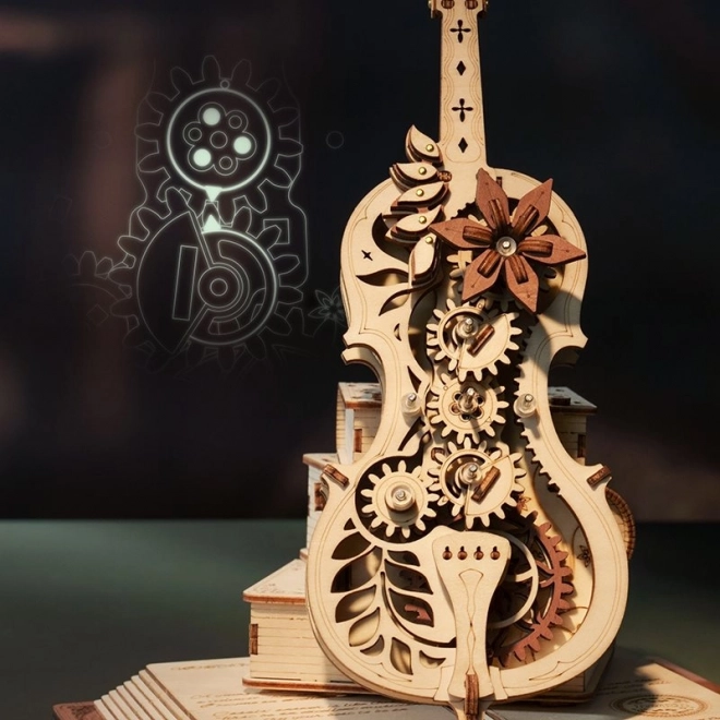 RobTime 3D drevené mechanické puzzle Čarovné violončelo