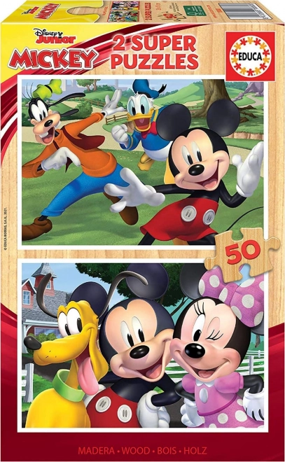 Drevené puzzle Mickey a priatelia 2x50 dielikov