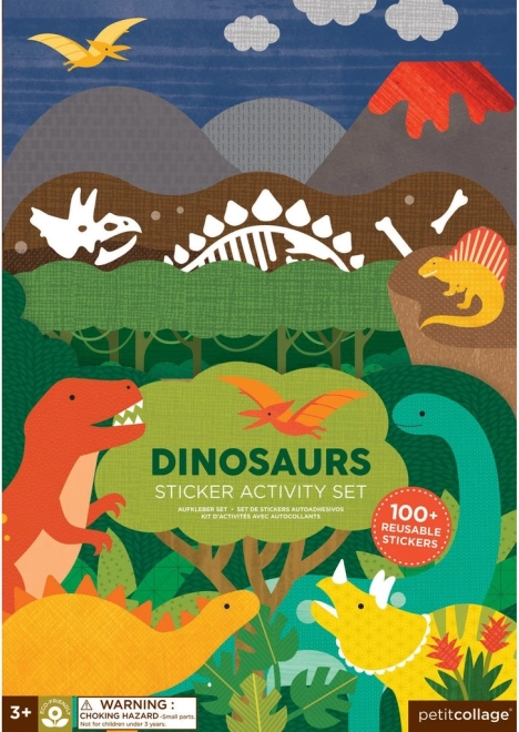 Petit Collage znovupoužiteľné samolepky – dinosauří scéna