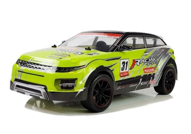 Zelené RC pretekárske auto na diaľkové ovládanie 1:10