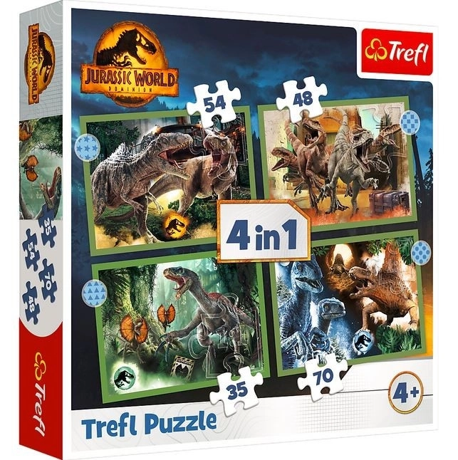 Puzzle 4v1 Nebezpečné dinosaury Jurassic World