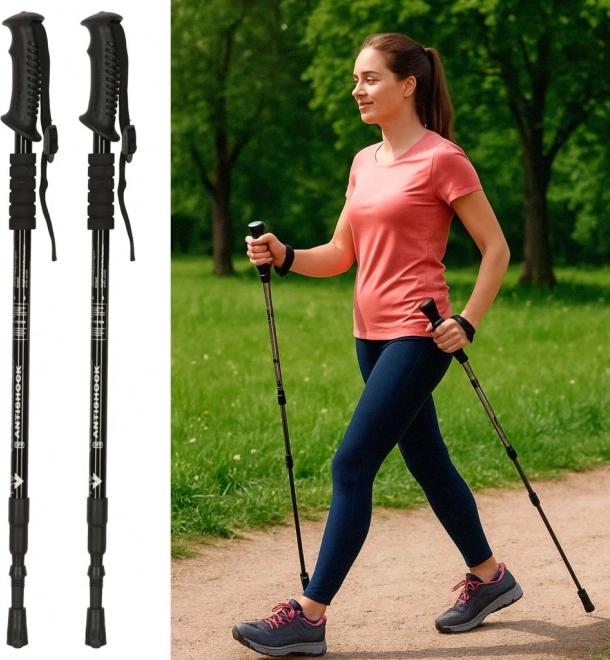 Skladacie trekingové palice Nordic Walking, čierne, 2 ks