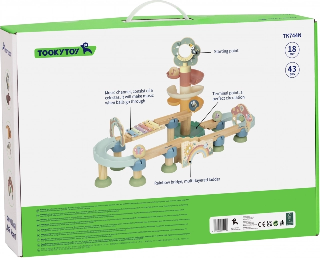 Drevená guličková dráha s Xylofónom Tooky Toy 44 ks