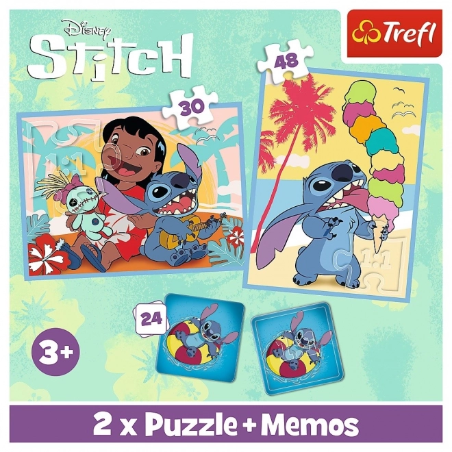 Trefl Sada 3v1 Lilo & Stitch: Šťastný deň