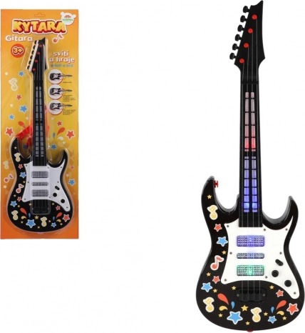 Detská elektrická gitara so svetlom a zvukom, 53 cm, s popruhom