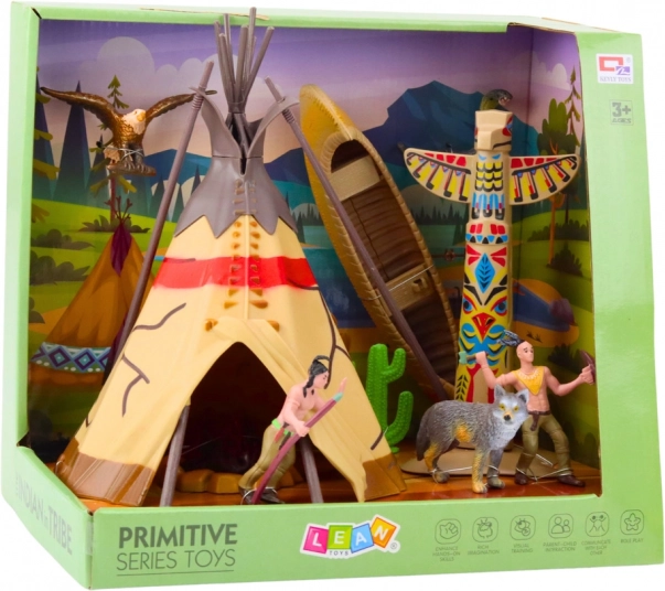 Indiánska sada s figúrkami a teepee